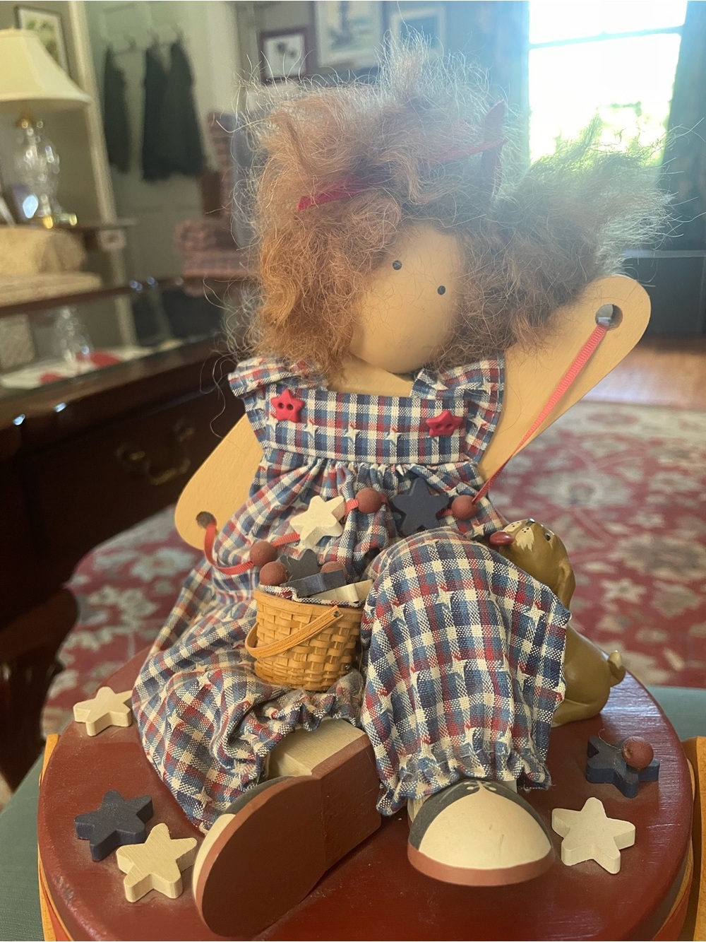Longaberger Doll-Topped Woven Basket in Red, Blue & Natural - Picture 2 of 9